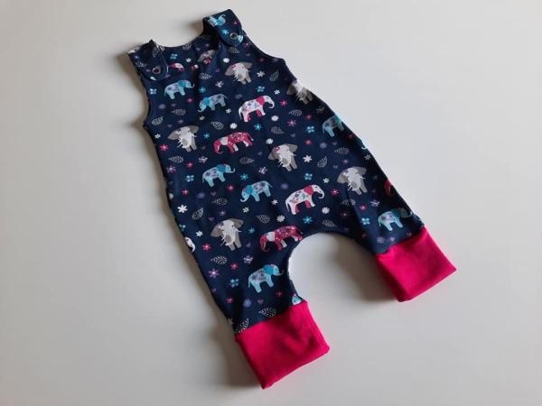 Strampler Elefanten Dunkelblau-Pink